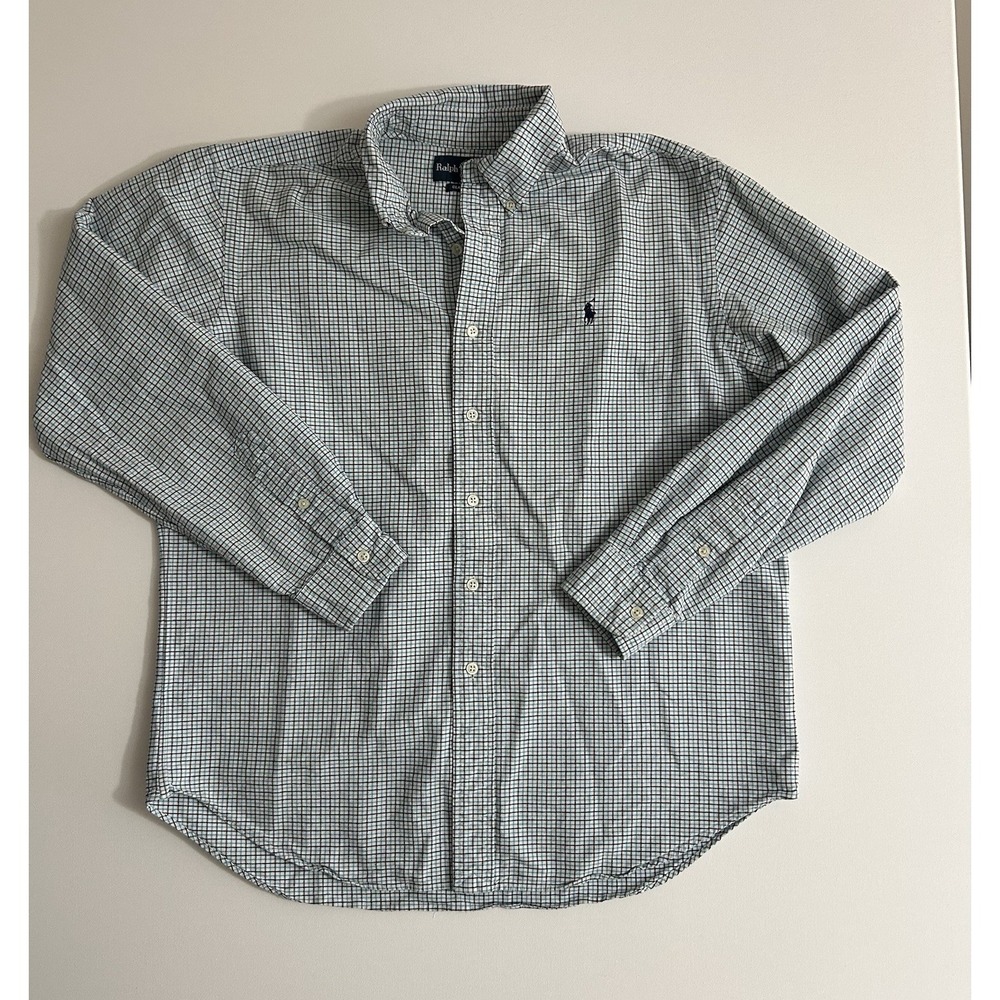Polo Ralph Lauren Classic Fit Checkered Button Down Shirt Blue & White Large